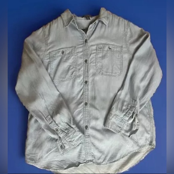 Chaps Lyocell striped denim style button down - Picture 1 of 9